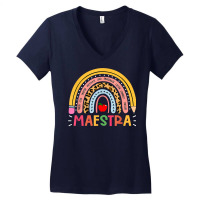 Maestra Proud Spanish Teacher Bilingual Teacher Cu Women's V-neck T-shirt | Artistshot