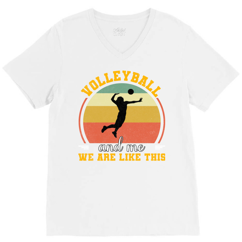 Volleyball And Me We Are Like This Aesthetic V-neck Tee | Artistshot