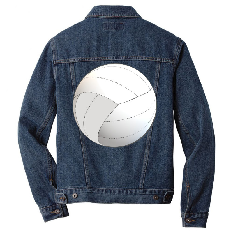 Volleyball Lovers Floating Volleyball White Backgr Men Denim Jacket by lindeaucterr | Artistshot