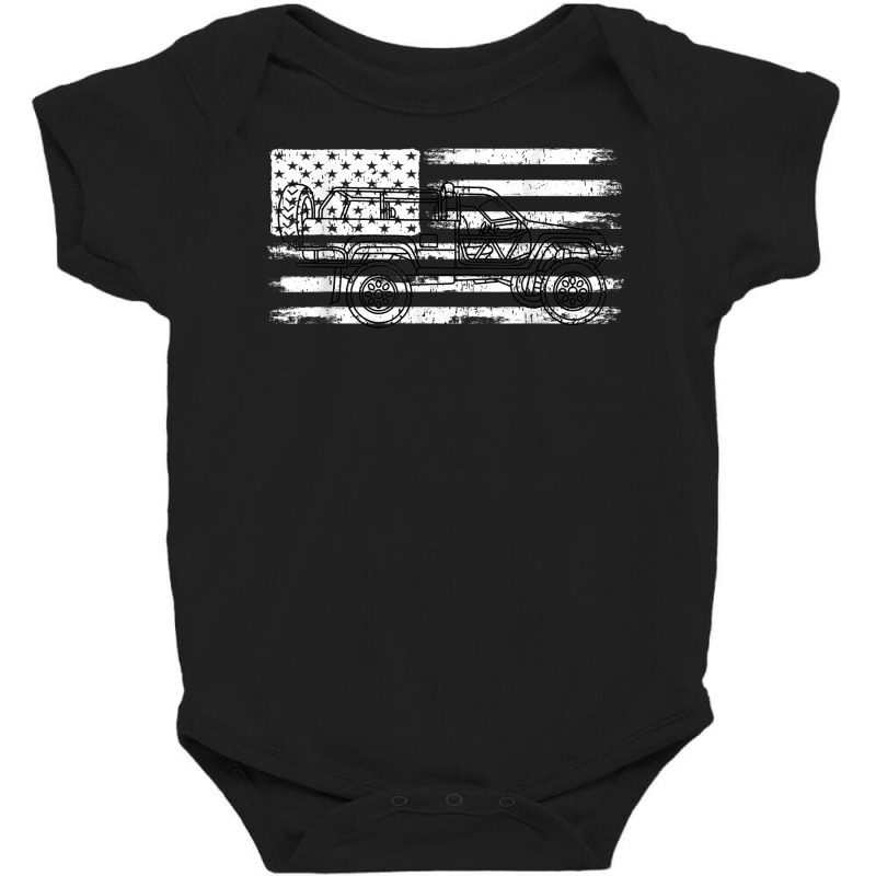 Distressed Usa Flag 4wd 4 Runner Overland Camp Out Baby Bodysuit by mumm | Artistshot