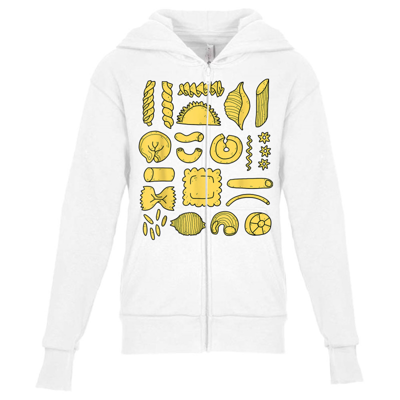 Pasta Noodles Spaghetti, Penne, Tortellini, Farfal Youth Zipper Hoodie by scrabeck | Artistshot