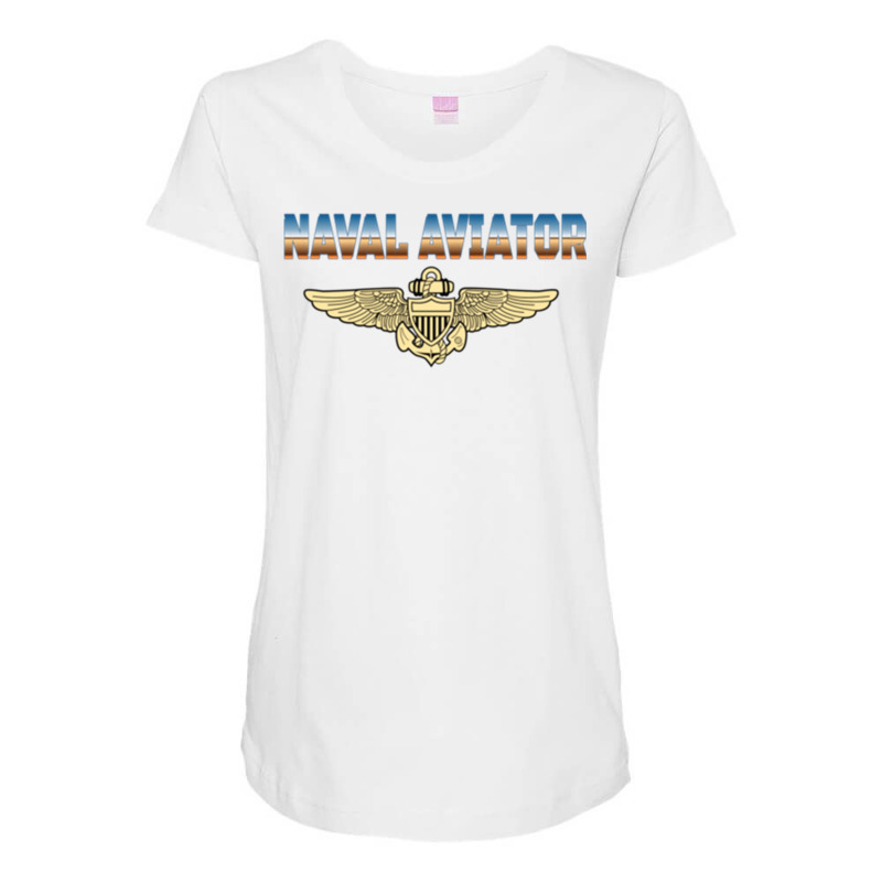 Fly Naval Aviator Classic Naval Officer Pilot Wing Maternity Scoop Neck T-shirt by africaka | Artistshot