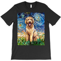 Cute Goldendoodle Starry Night Doodle Dog Art By A T-shirt | Artistshot