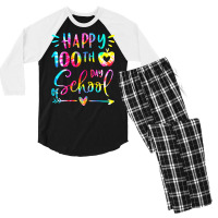 Tie Dye Happy 100th Day Of School Teacher Student Men's 3/4 Sleeve Pajama Set | Artistshot