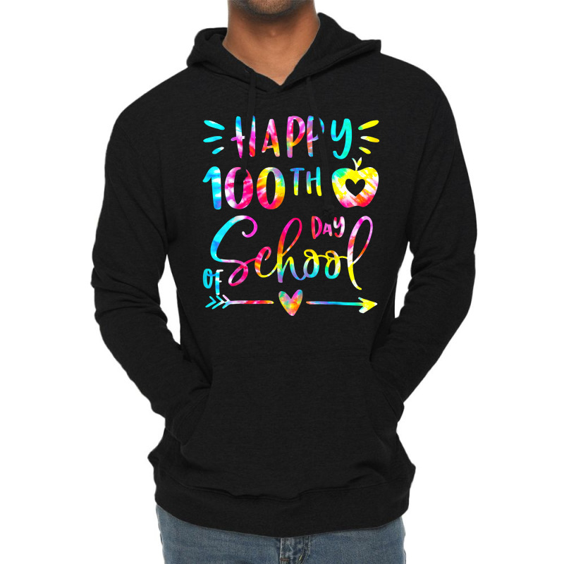 Tie Dye Happy 100th Day Of School Teacher Student Lightweight Hoodie | Artistshot