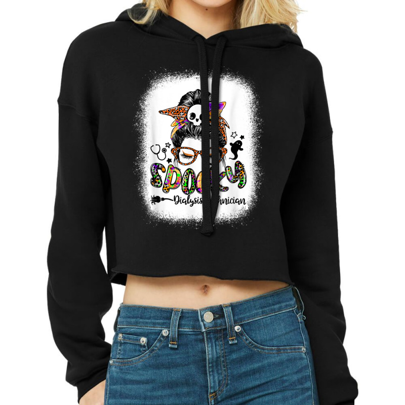 Spooky Dialysis Technician Messy Bun Women Funny H Cropped Hoodie by bonne | Artistshot