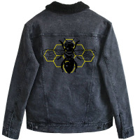 Geometric Worker Bee 80s Unisex Sherpa-lined Denim Jacket | Artistshot