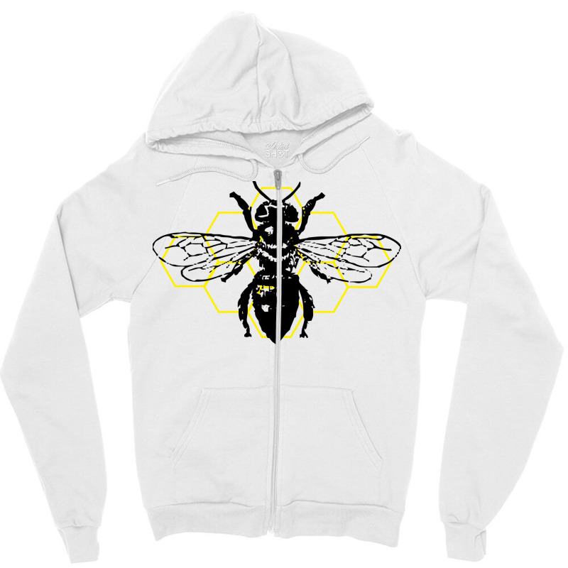 Geometric Worker Bee 80s Zipper Hoodie by reuletrevere8 | Artistshot