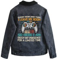 Every Now And Then I Leave My Room Funny Gaming Ga Unisex Sherpa-lined Denim Jacket | Artistshot