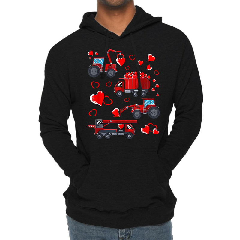 Heart Truck Excavator Forklift Valentines Day T Sh Lightweight Hoodie | Artistshot