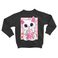 Strawberry Milkshake Cat For Women Girls, Kawaii A Toddler Sweatshirt | Artistshot