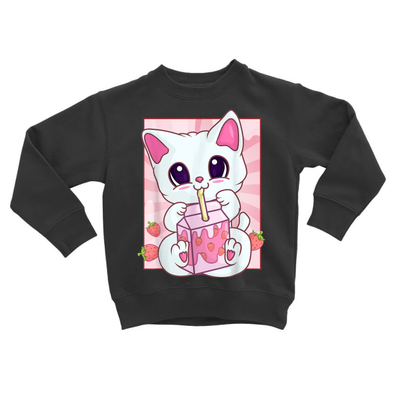 Strawberry Milkshake Cat For Women Girls, Kawaii A Toddler Sweatshirt by aiiluurosy | Artistshot