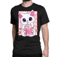 Strawberry Milkshake Cat For Women Girls, Kawaii A Classic T-shirt | Artistshot