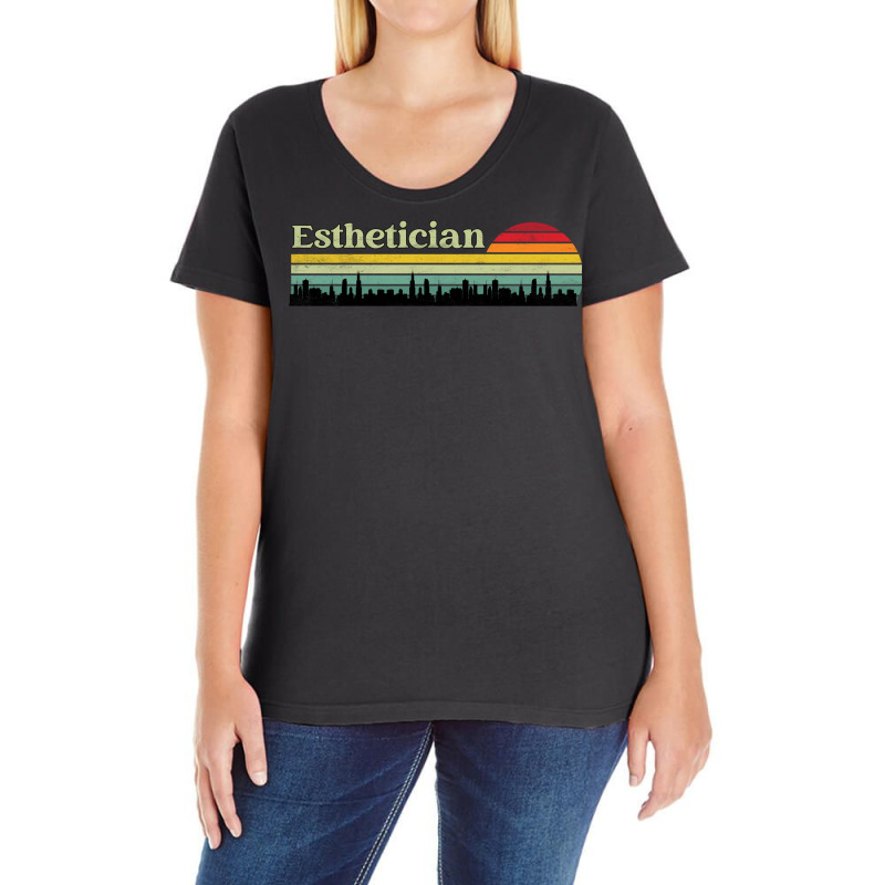 Esthetician Retro Sunset Skyline Design Ladies Curvy T-shirt | Artistshot