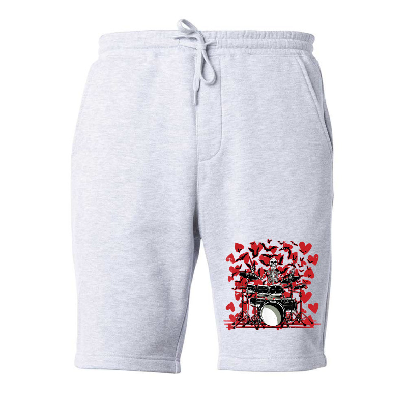 Skeleton Drummer Valentines Day Rock N Roll Drum M Fleece Short | Artistshot