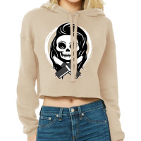 Beautician Skull And Crossed Lipsticks White  Trav Cropped Hoodie | Artistshot