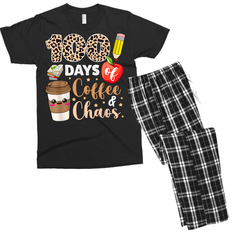 100 Days Of Coffee Chaos Shirt 100th Day Of School Men's T-shirt Pajama Set | Artistshot