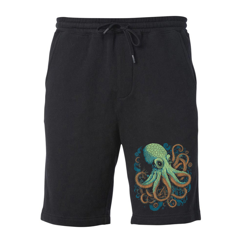 Beautiful Octopus Ocean Animal Lover Artistic Grap Fleece Short | Artistshot