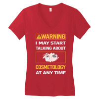 Funny Yellow Warning Cosmetology Cosmetoloist Cool Women's V-neck T-shirt | Artistshot