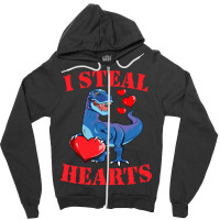 Valentines Day Dinosaur I Steal Hearts Tshirt Gift Zipper Hoodie | Artistshot