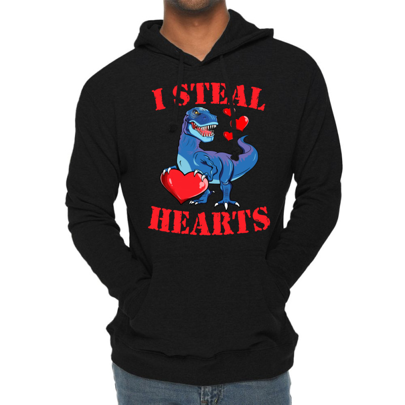 Valentines Day Dinosaur I Steal Hearts Tshirt Gift Lightweight Hoodie | Artistshot