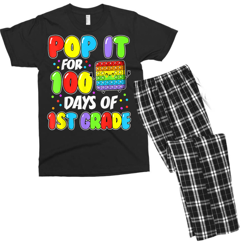 Kids Kids 100th Day Of School Pop It 100 Days Of 1 Men's T-shirt Pajama Set | Artistshot