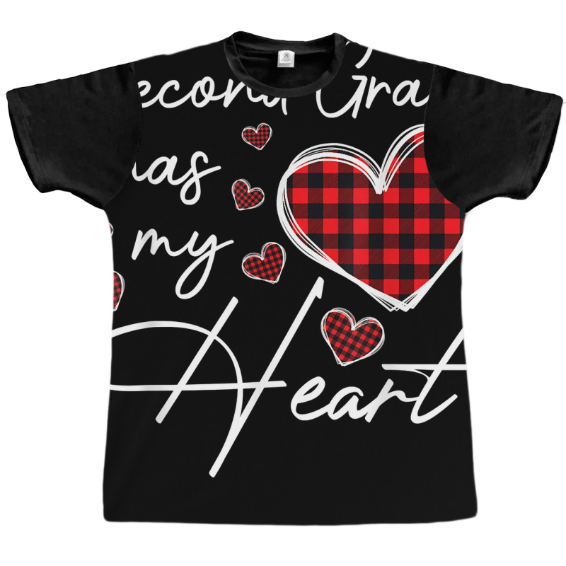 Second Grade Has My Heart Plaid Teacher Valentines Graphic T-shirt | Artistshot