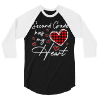 Second Grade Has My Heart Plaid Teacher Valentines 3/4 Sleeve Shirt | Artistshot