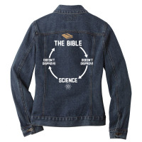 Bible And Science Dont Disprove Each Other Green Ladies Denim Jacket | Artistshot