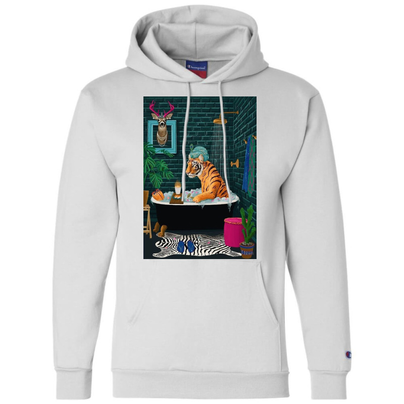 Tiger In A Bathtub Champion Hoodie | Artistshot