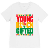 Black History Month Girls Boys Young Black Gifted V-neck Tee | Artistshot