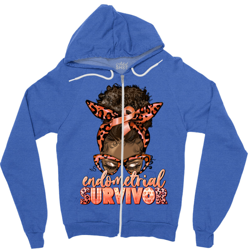 Endometrial Cancer Survivor Afro Messy Bun Zipper Hoodie | Artistshot