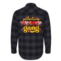 Galentines Gang Retro Groovy Checkered Valentine D Flannel Shirt | Artistshot