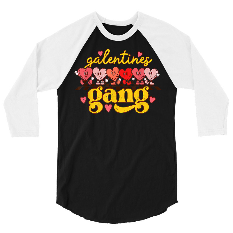 Galentines Gang Retro Groovy Checkered Valentine D 3/4 Sleeve Shirt | Artistshot