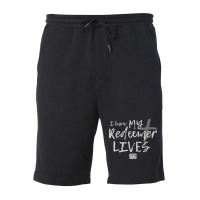 I Know My Redeemer Lives 70s Fleece Short | Artistshot