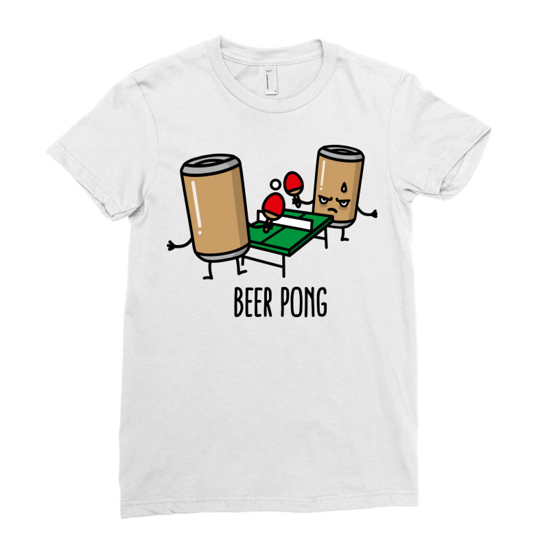 Beer Pong Cartoon Ping Pong Table Tennis Beer Can Ladies Fitted T-Shirt by heeryzediane | Artistshot