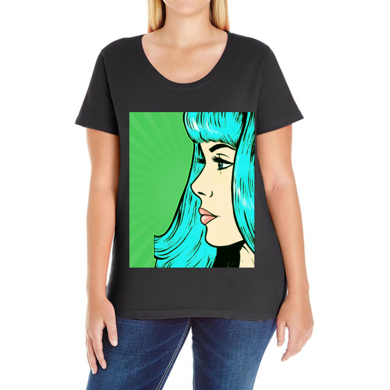 Dramatic Green Pop Art Ladies Curvy T-Shirt by NANCYLTICKLE-SUMMERS | Artistshot