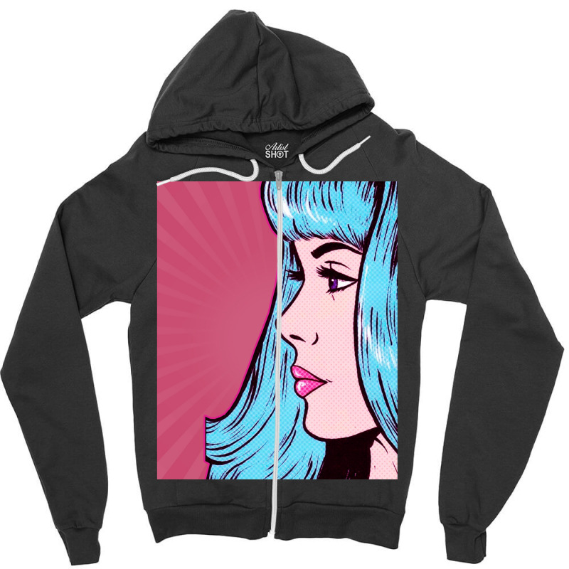 Dramatic Pink Pop Art Zipper Hoodie by NANCYLTICKLE-SUMMERS | Artistshot