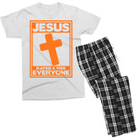 Jesus Is For Everyone Retro Men's T-shirt Pajama Set | Artistshot