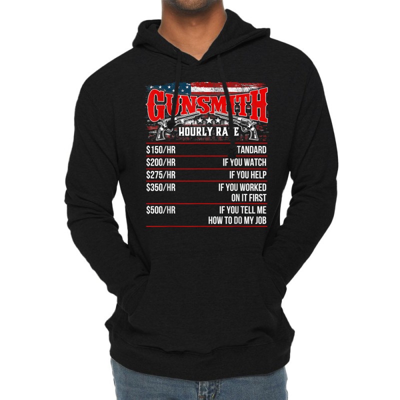 Gunsmith Hourly Rate   Usa Flag Gunsmithing Gun Re Lightweight Hoodie | Artistshot