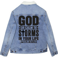 God Can Calm The Storms Green Unisex Sherpa-lined Denim Jacket | Artistshot