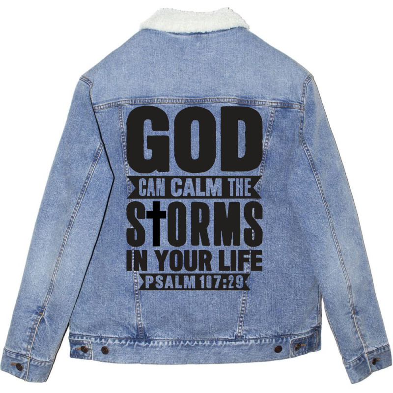 God Can Calm The Storms Green Unisex Sherpa-Lined Denim Jacket by klinckbedoreh | Artistshot