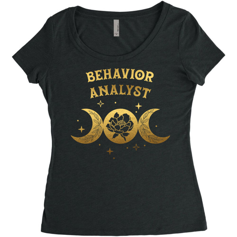 Behavior Analyst Boho Moon Wild Rose Golden Design Women's Triblend Scoop T-shirt by taggedantesh | Artistshot