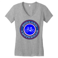 Holland Amsterdam Bicycles Only Tshirt Passport St Women's V-neck T-shirt | Artistshot