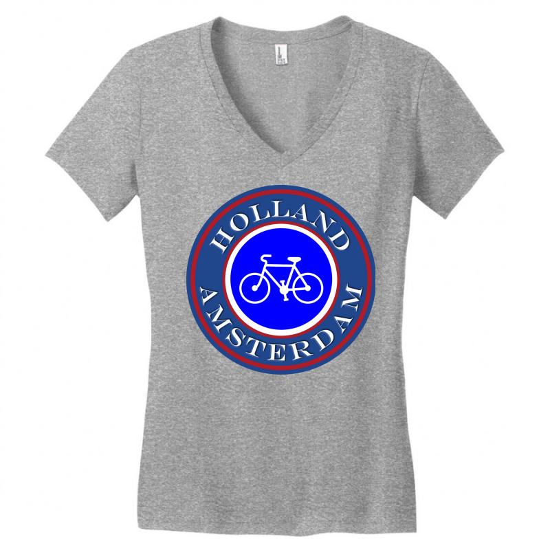 Holland Amsterdam Bicycles Only Tshirt Passport St Women's V-Neck T-Shirt by nilceuheniers | Artistshot