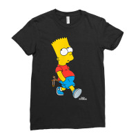 The Simpsons Bart Simpson With Slingshot T Shirt Ladies Fitted T-shirt | Artistshot