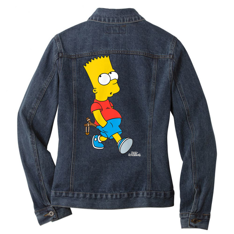 The Simpsons Bart Simpson With Slingshot T Shirt Ladies Denim Jacket by corindul | Artistshot