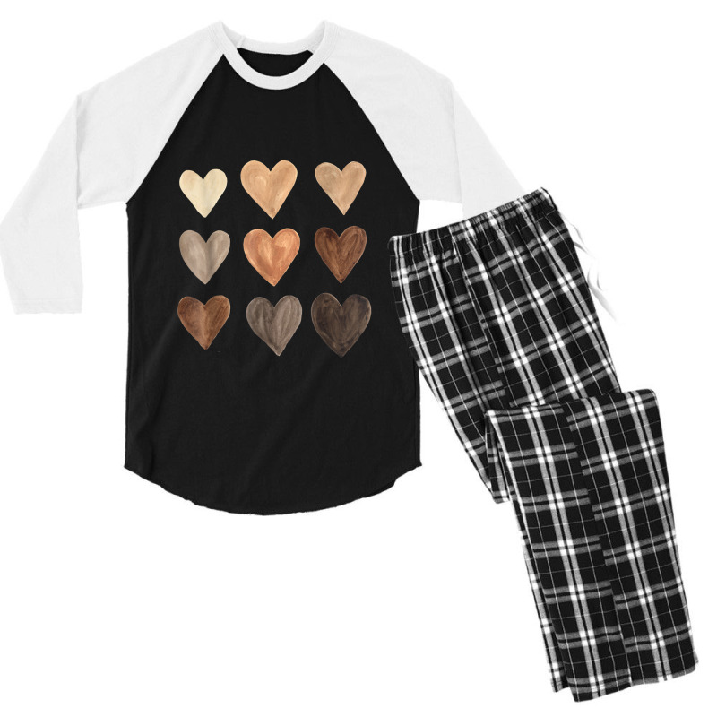 Diversity Heart Skin Tones Black Pride Melanin Kin Men's 3/4 Sleeve Pajama Set | Artistshot