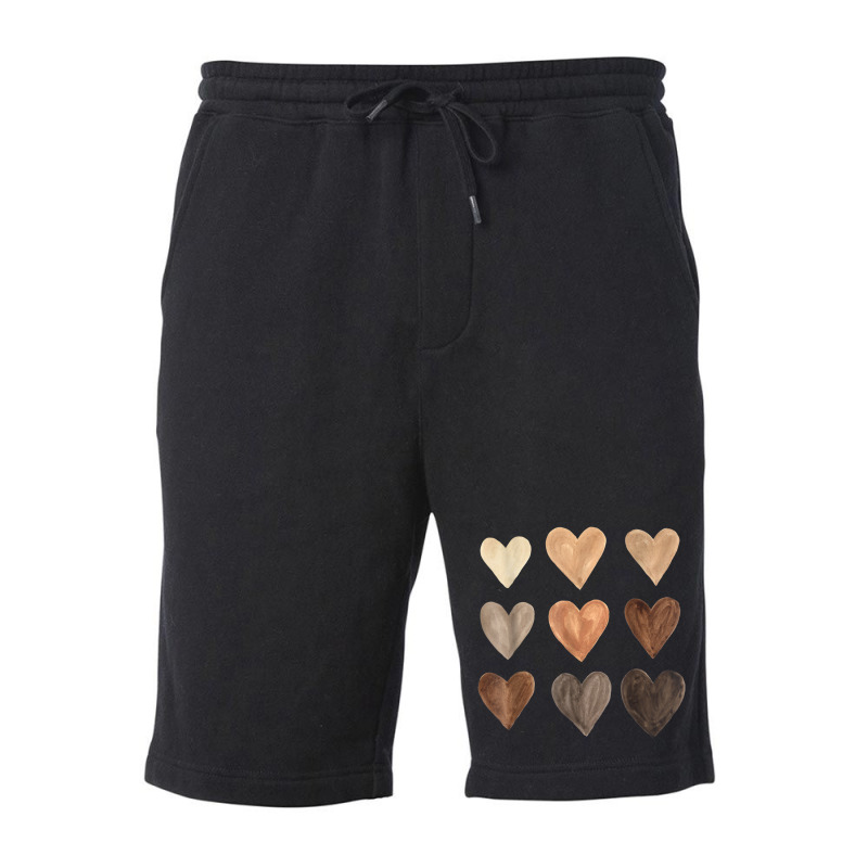 Diversity Heart Skin Tones Black Pride Melanin Kin Fleece Short | Artistshot