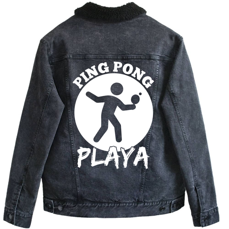 Ping Pong Playa Funny Table Tennis Design Hipster Unisex Sherpa-Lined Denim Jacket by balismuta0 | Artistshot